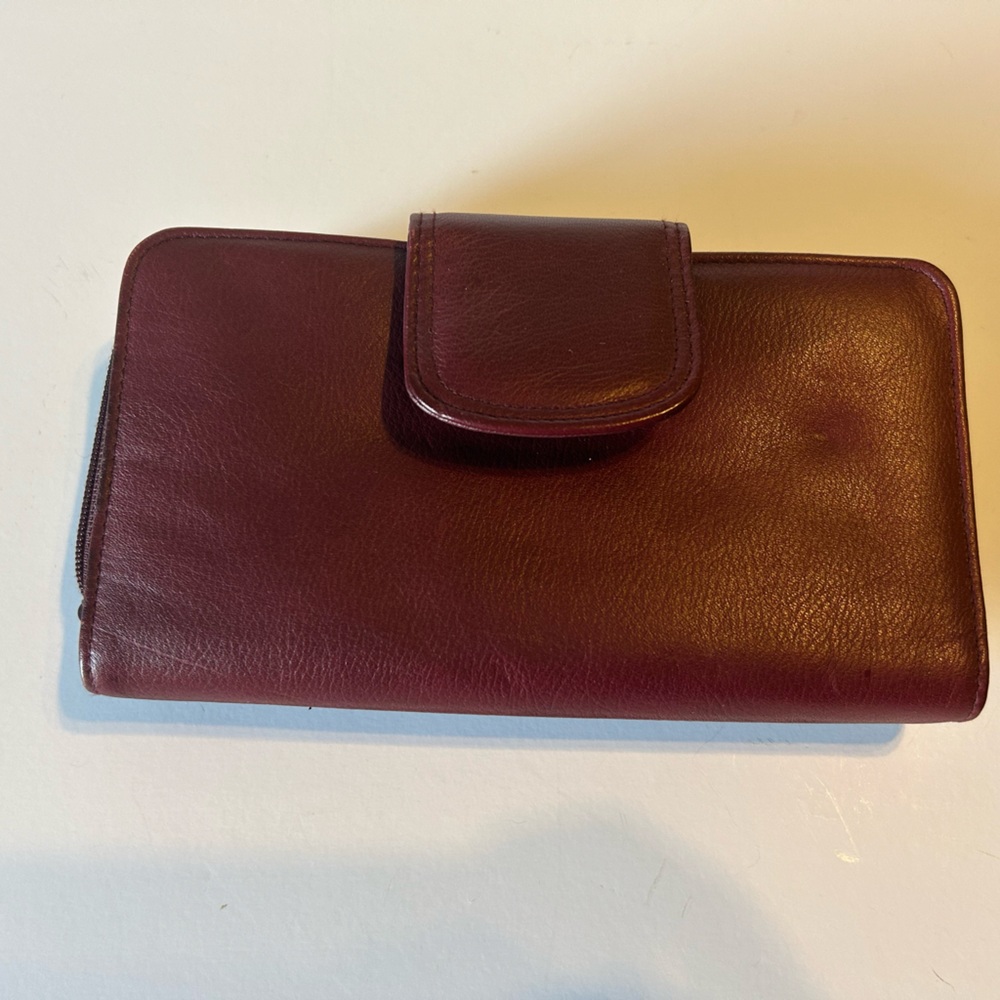 Buxton Dark Red Leather Card Wallet Checkbook